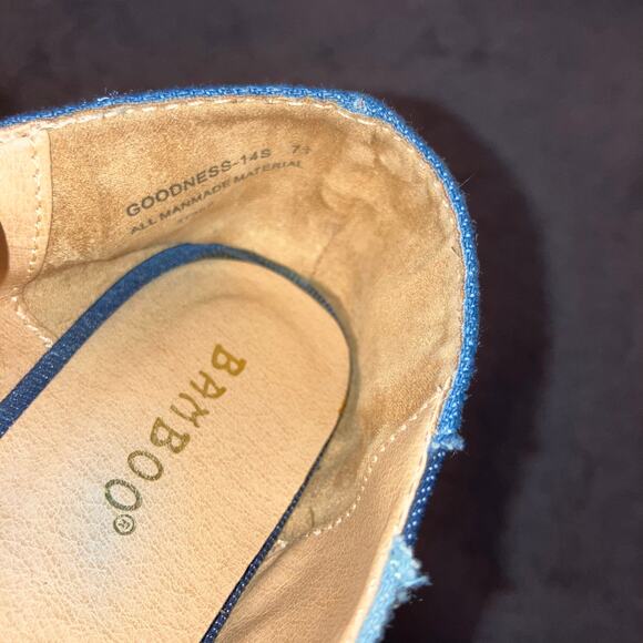 Blue denim patchwork flats, fairycore boho chic hippie Y2K bohemian indie - Picture 5 of 8